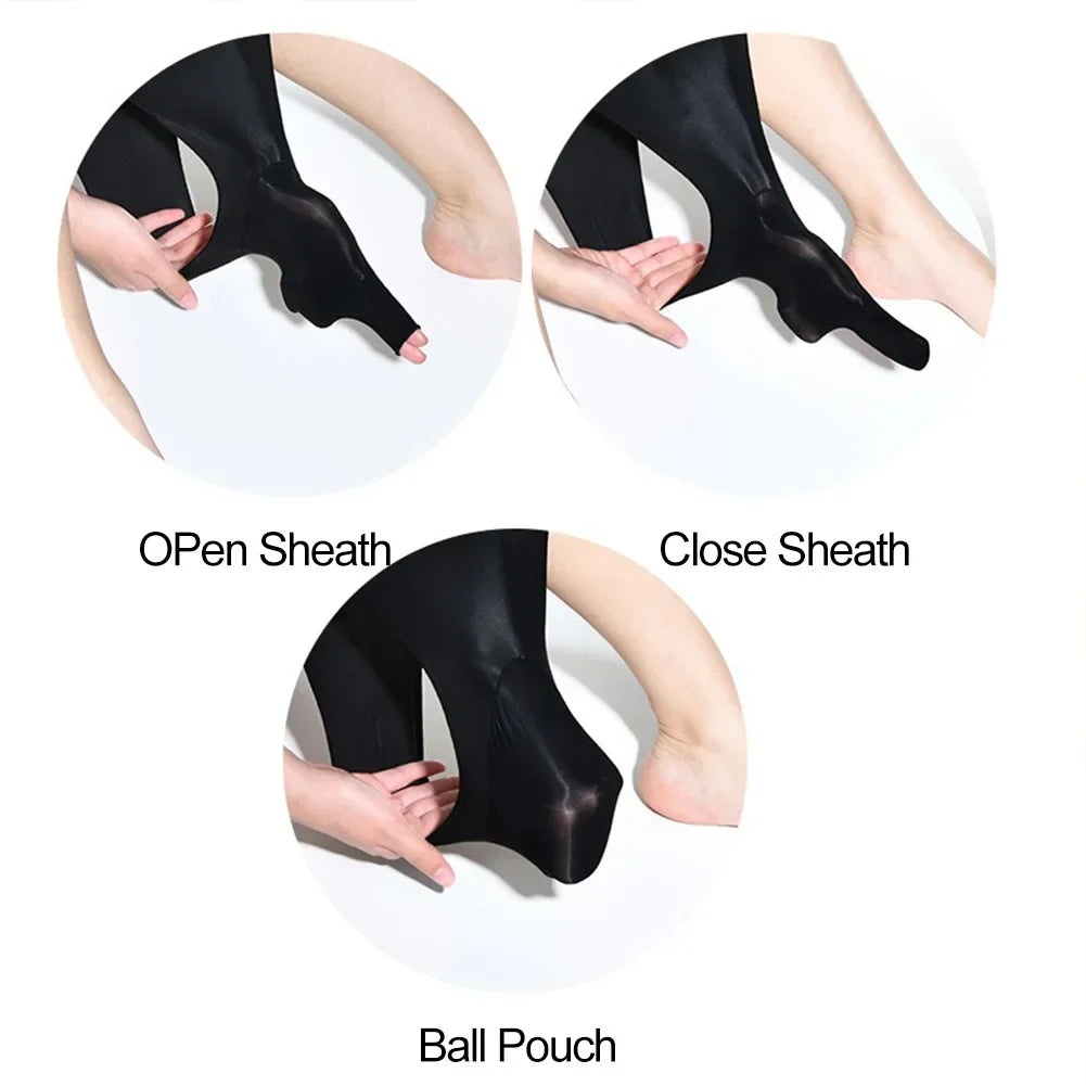 Sexy Men's Panties Seamless Sheer Transparent Stretch Pantyhose Shorts Briefs Underwear Pump Man Bulge Pouch Briefs