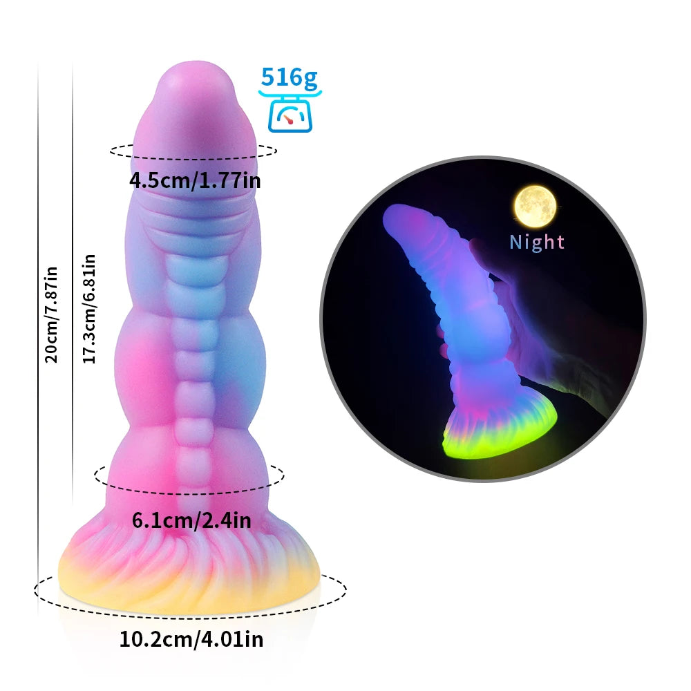 Silicone Realistic Dildo Luminous Monster Dildo Prostate Massager Big Butt Plug Anal Dildo Strong Sucker Anal Sex Toys For Women