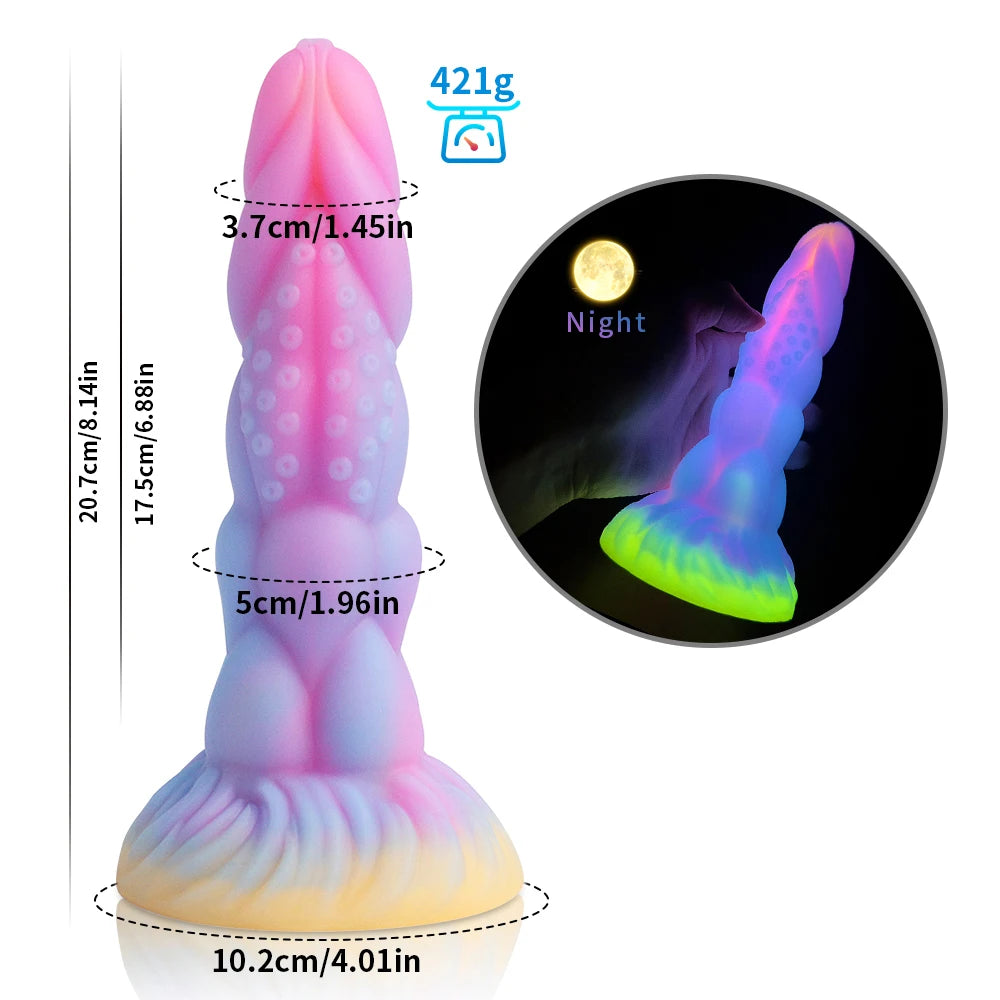 Silicone Realistic Dildo Luminous Monster Dildo Prostate Massager Big Butt Plug Anal Dildo Strong Sucker Anal Sex Toys For Women