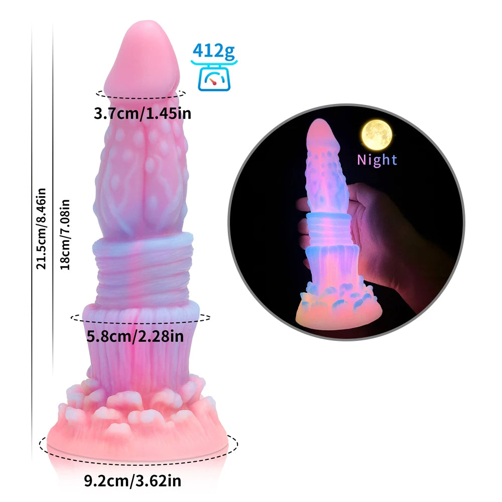 Silicone Realistic Dildo Luminous Monster Dildo Prostate Massager Big Butt Plug Anal Dildo Strong Sucker Anal Sex Toys For Women