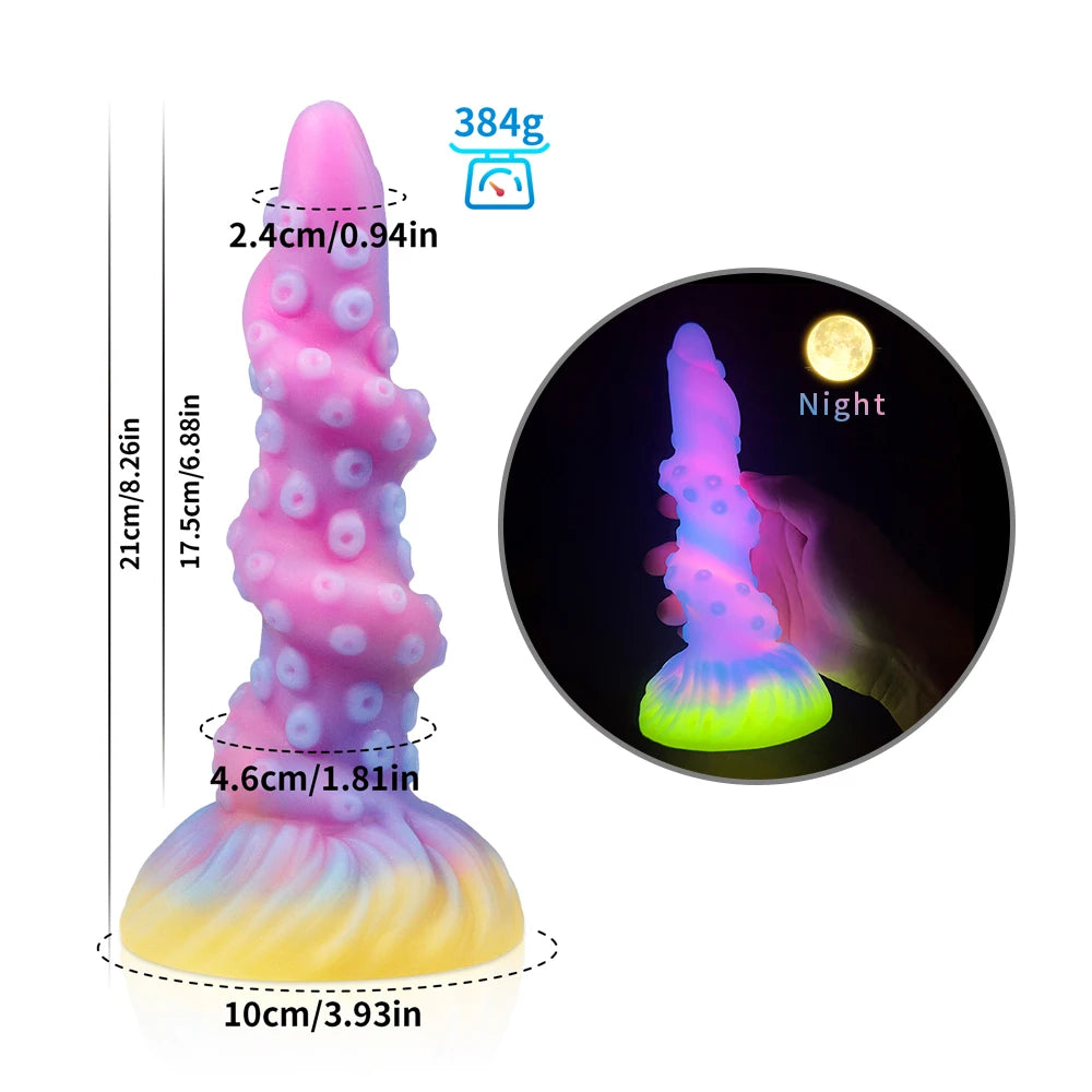 Silicone Realistic Dildo Luminous Monster Dildo Prostate Massager Big Butt Plug Anal Dildo Strong Sucker Anal Sex Toys For Women