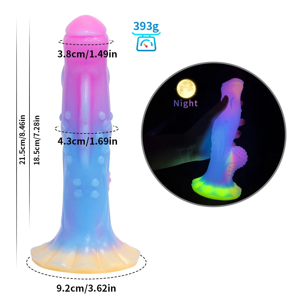 Silicone Realistic Dildo Luminous Monster Dildo Prostate Massager Big Butt Plug Anal Dildo Strong Sucker Anal Sex Toys For Women
