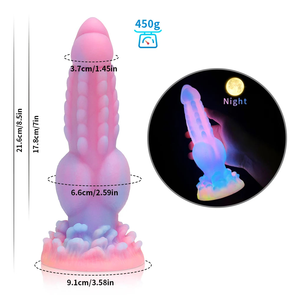 Silicone Realistic Dildo Luminous Monster Dildo Prostate Massager Big Butt Plug Anal Dildo Strong Sucker Anal Sex Toys For Women