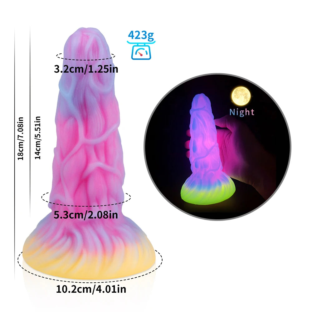 Silicone Realistic Dildo Luminous Monster Dildo Prostate Massager Big Butt Plug Anal Dildo Strong Sucker Anal Sex Toys For Women